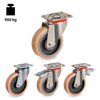 TR-63GH-P-PT-Ruote con supporti per carichi pesanti e supporti con piste temprate